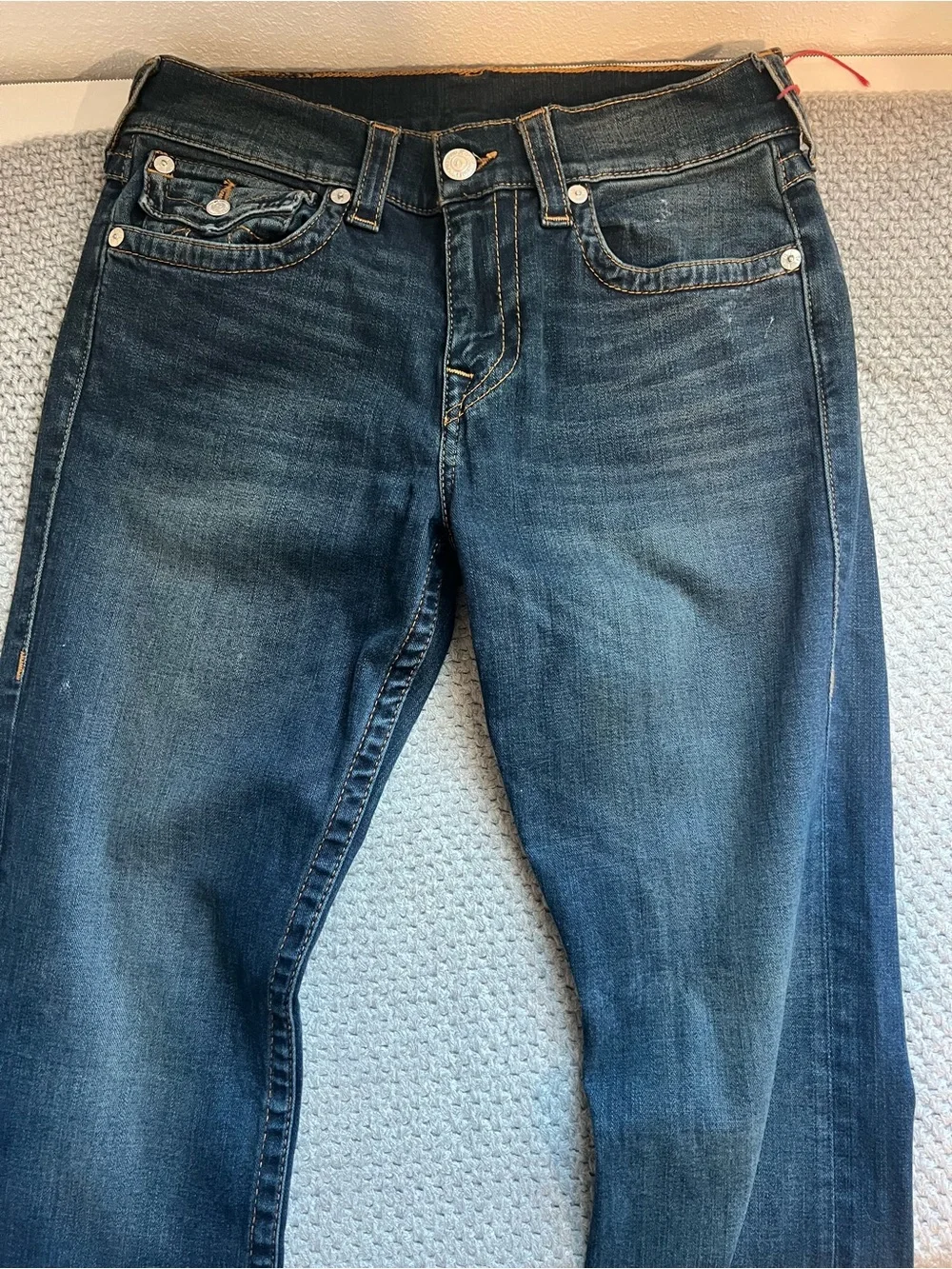 True Religion Ricky Relaxed Straight Dark Wash Jeans Mens Size 30 Made In Mexico